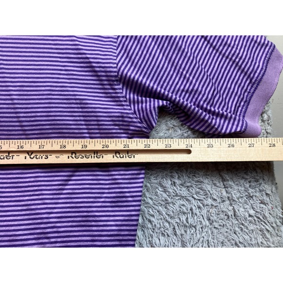 Alan Flusser Shirt Mens Medium Purple Striped Mercerized Preppy Academia Polo - Picture 4 of 6
